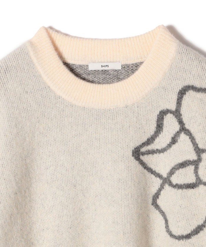 SHIPS for women / シップスウィメン 【WEB限定】〈手洗い可能〉ジャカード フラワー ニット プルオーバー WEB限定】〈手洗い可能〉ジャカード フラワー ニット プル