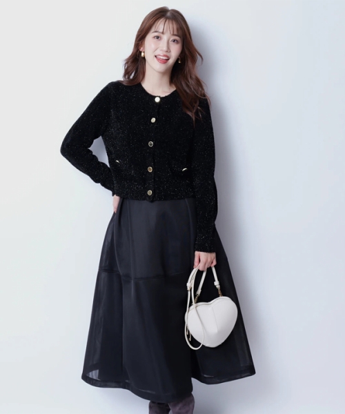 美品】JUSGLITTY 衿付カーディガン ジャスグリッティー ブラック