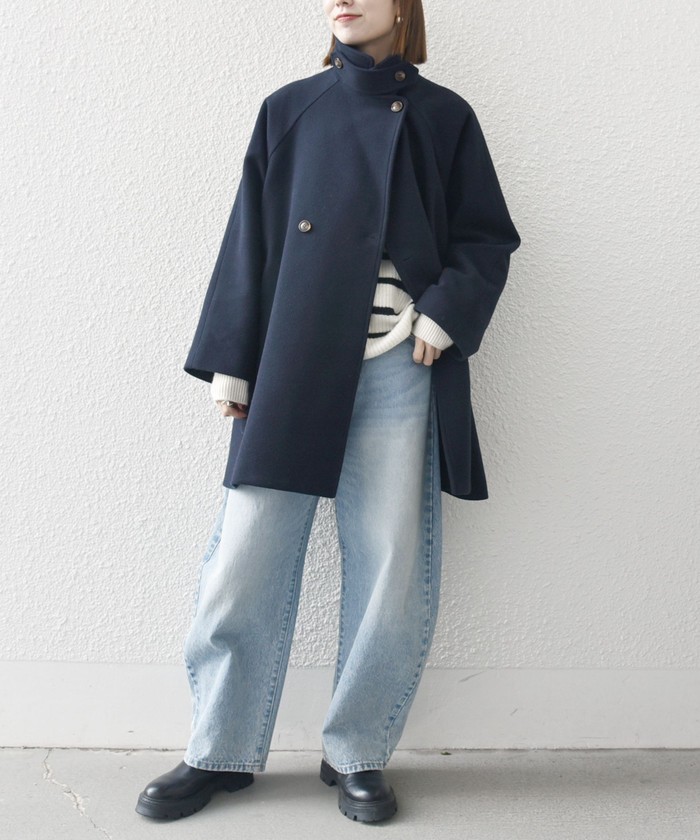 SHIPS any: スタンド & ダブル カラー コート 24FW WEB限定】SHIPS any: スタンド & ダブル カラー コート 24FW