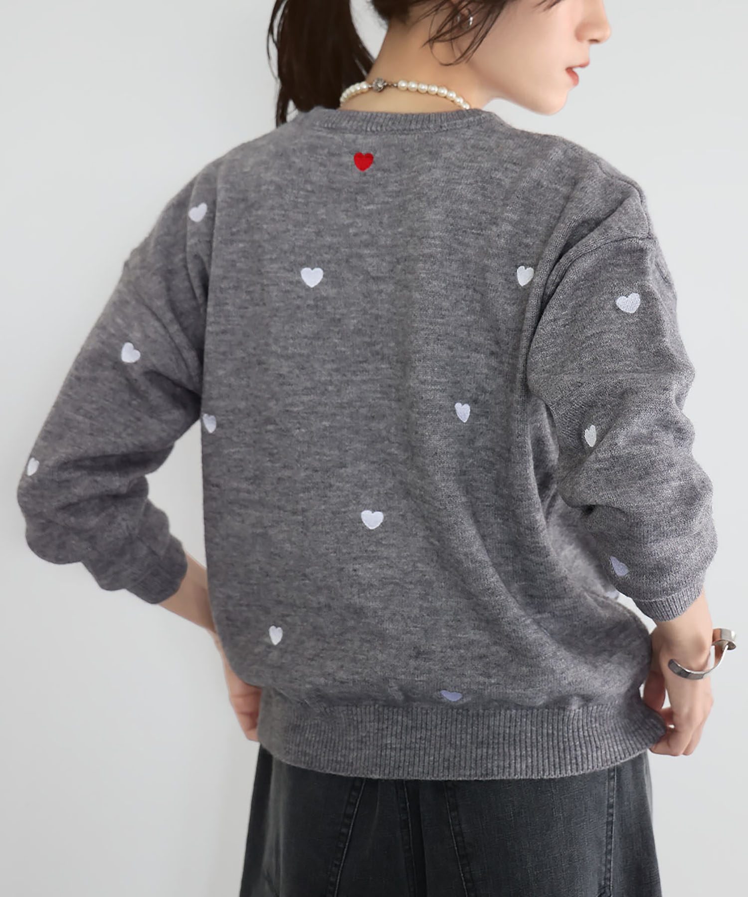 エルフランク ELFRANK ハート柄刺繍ニットプルオーバー エルフランク ELFRANK ハート柄刺繍ニットプルオーバー