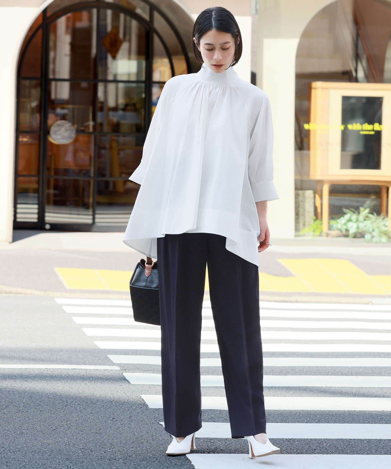 エルフランク ELFRANK ハイウエストタックストレートパンツ