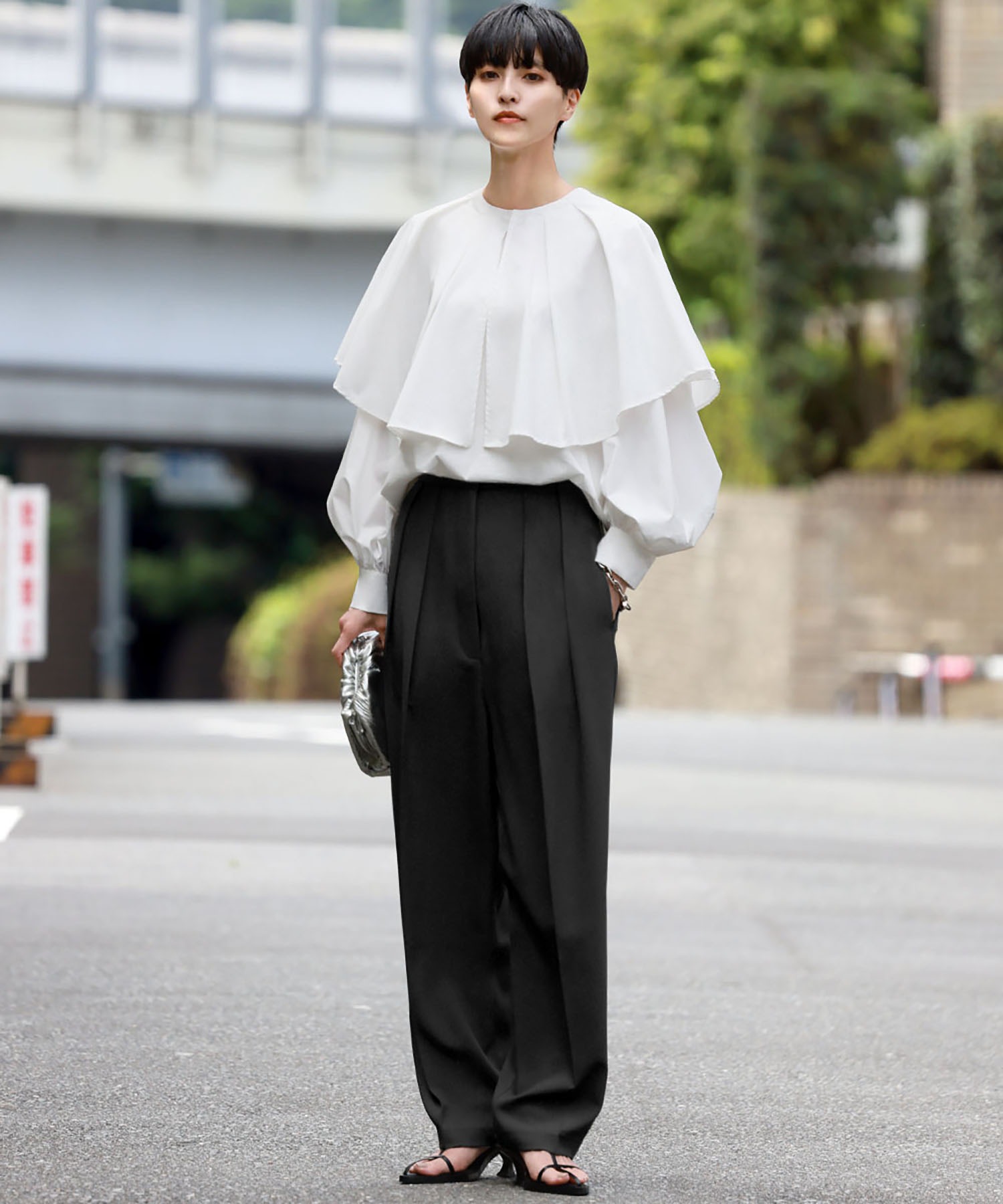 エルフランク ELFRANK ハイウエストタックストレートパンツ