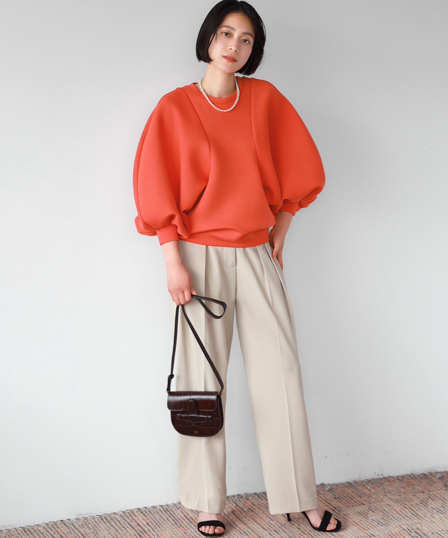 エルフランク ELFRANK ハイウエストタックストレートパンツ