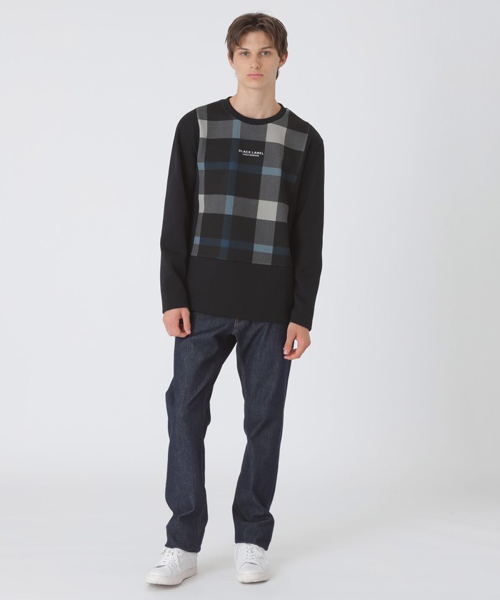 【美品　BLUE LABEL CRESTBRIDGE】タータンチェックカットソー セール】チェックスリーブトップス（Tシャツ/カットソー）｜BLUE