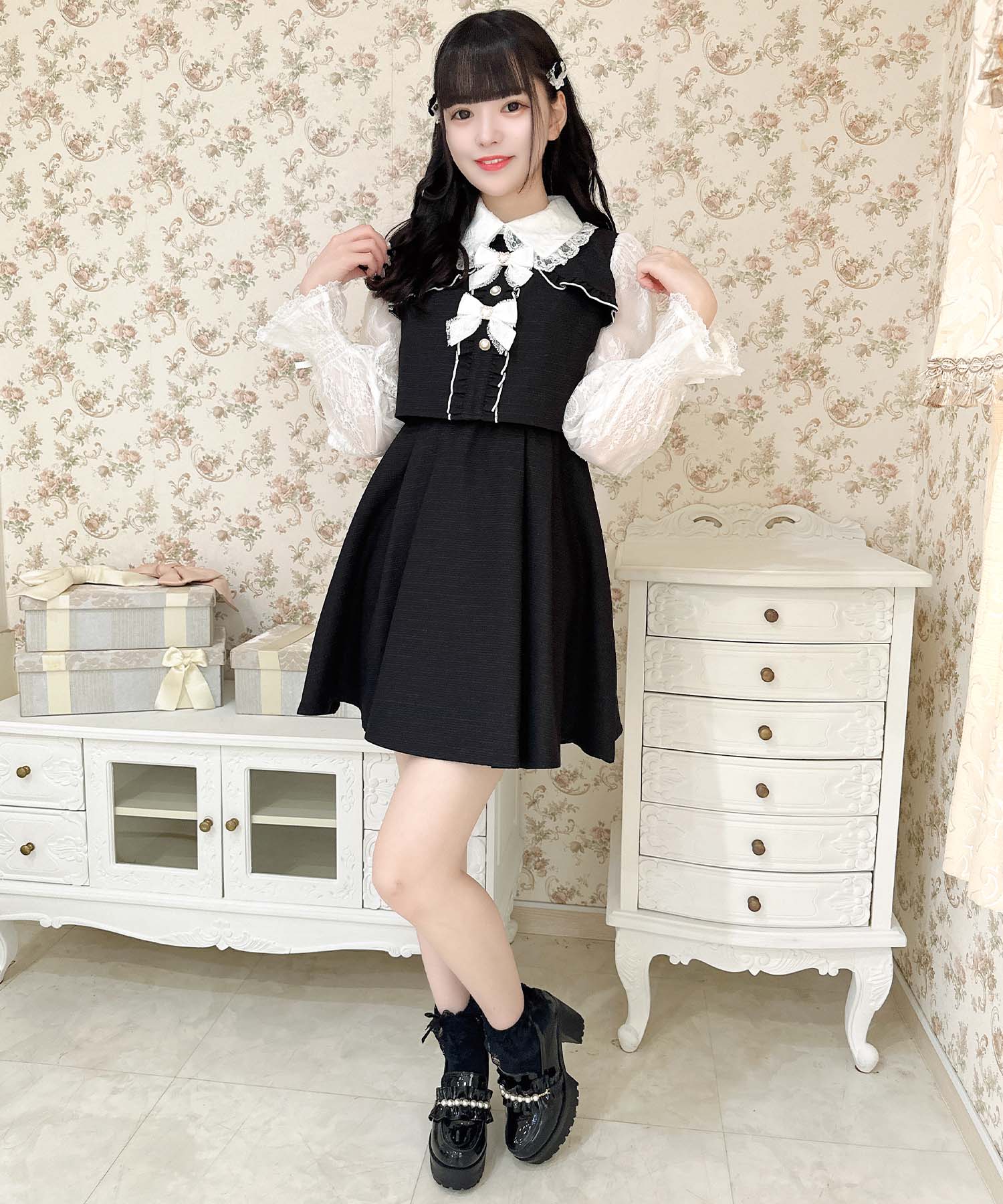 ROJITA トリプルリボンデザイン ワンピース ROJITA AWcollection トリプルリボンデザイン ワンピース