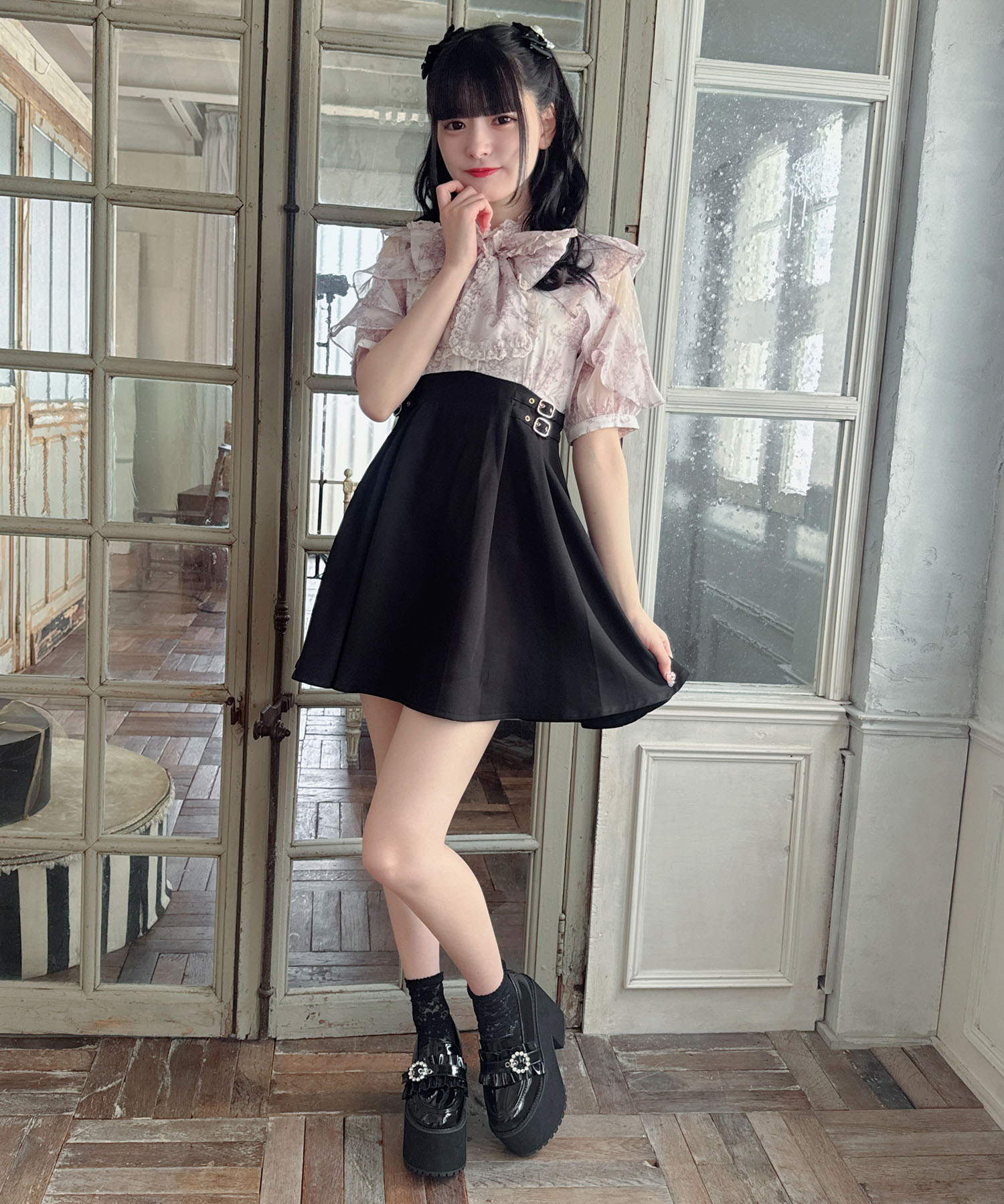 ロジータ ROJITA 花柄ドッキングミニ丈ワンピース(506889193