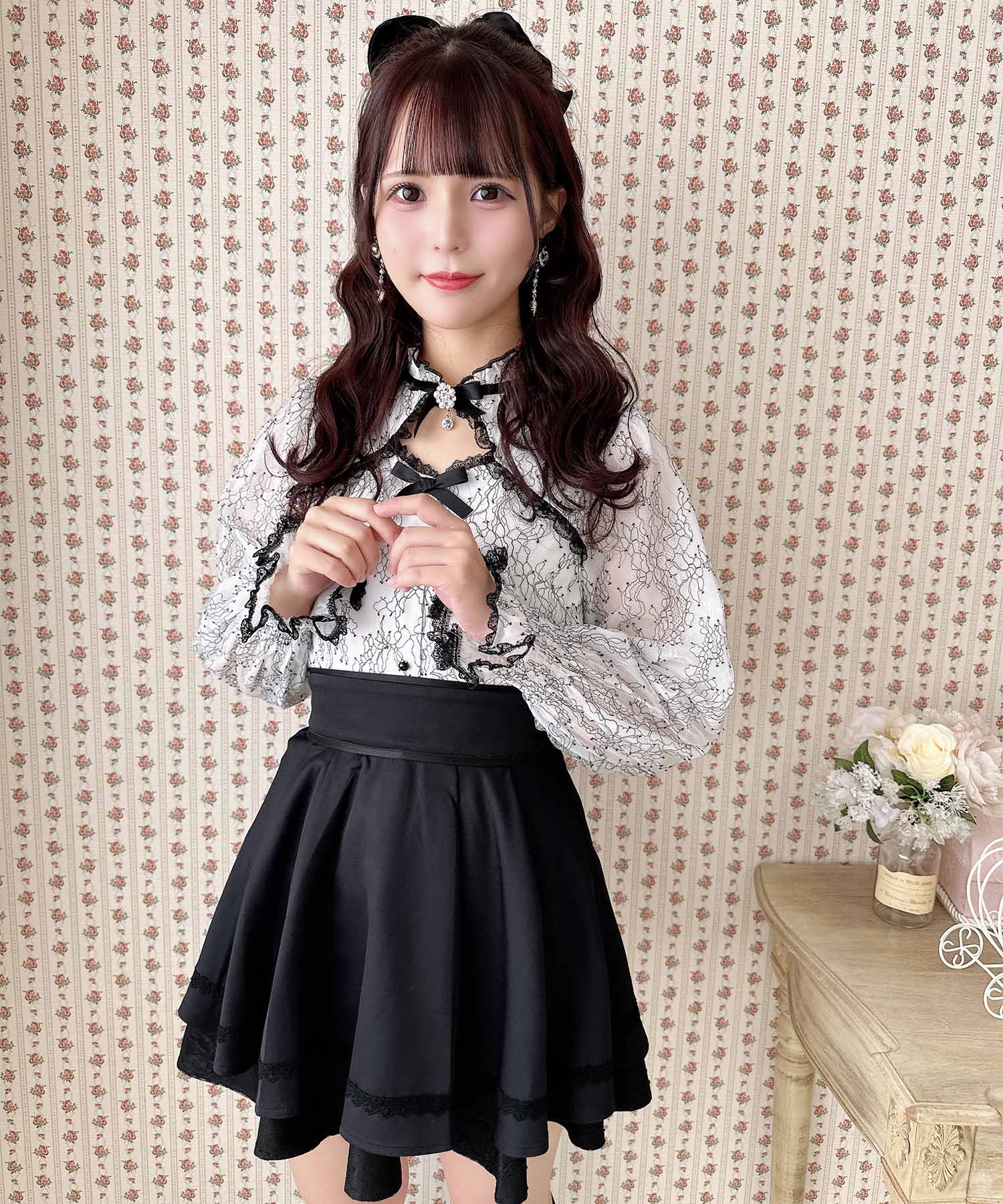 バックリボンデザインボリュームスカート セール】ロジータ ROJITA バックリボンデザインボリューム