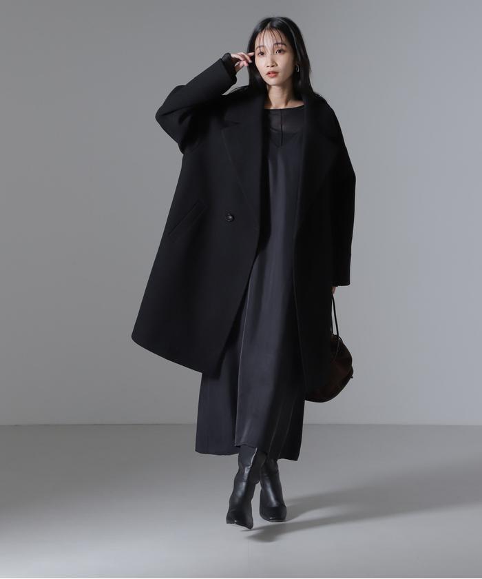 セール】メルトンジャージーワイドチェスターコート 24AW