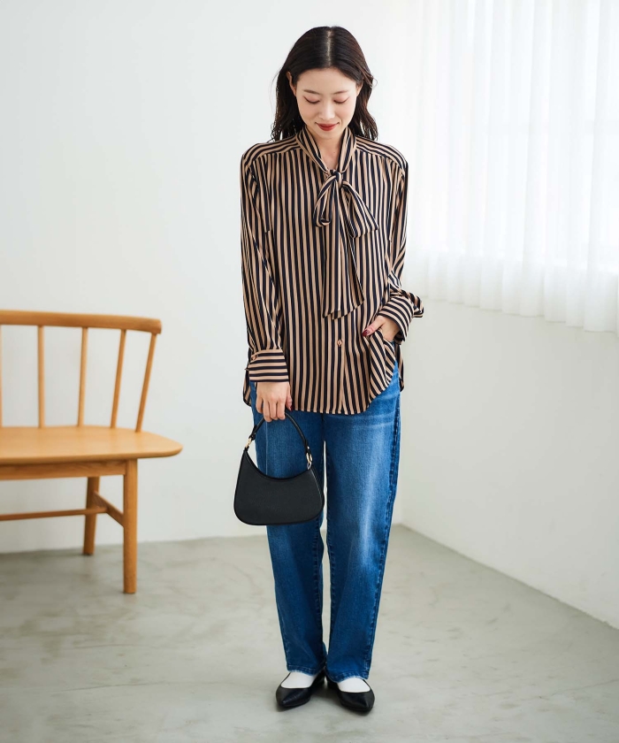 【即発送可能】 ストライプボウタイブラウス(506867535) | ルクールブラン(le ジャケット・アウター