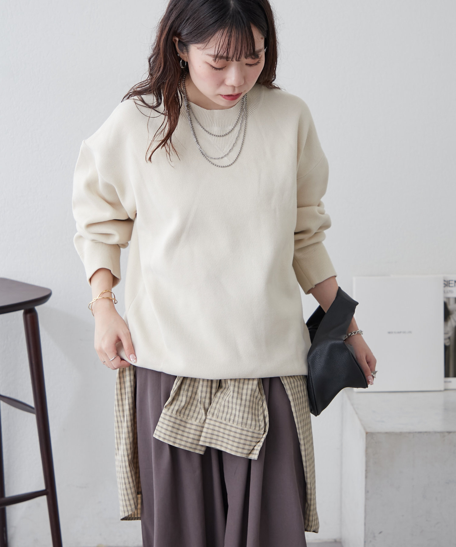 クーポン】《7色展開》プチプラ！スウェットライクニットプル