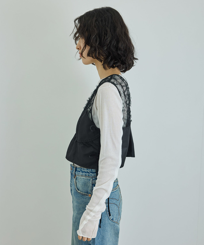 セール 40%OFF】【洗える】チュールパターンベスト(506897268