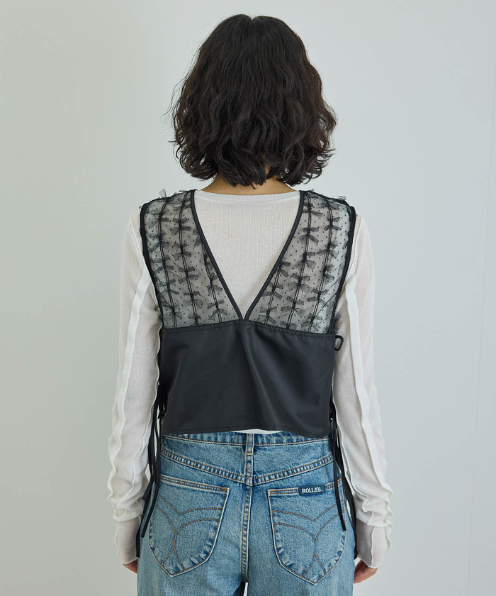 ＼半額SALE／ セール 40%OFF】【洗える】チュールパターンベスト(506897268 トップス