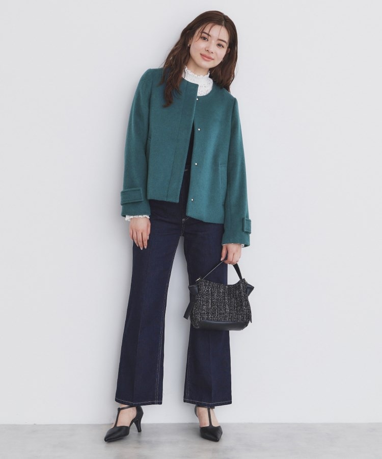 セール50%OFF】インデックス index ウール混ノーカラーショート