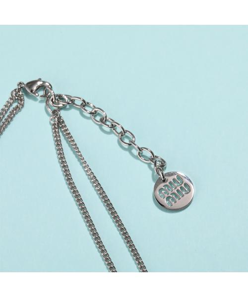 2024新商品 セール】MIUMIU ロゴ メタル クリスタル 2DNC 5IC126 ネックレス ネームタグ