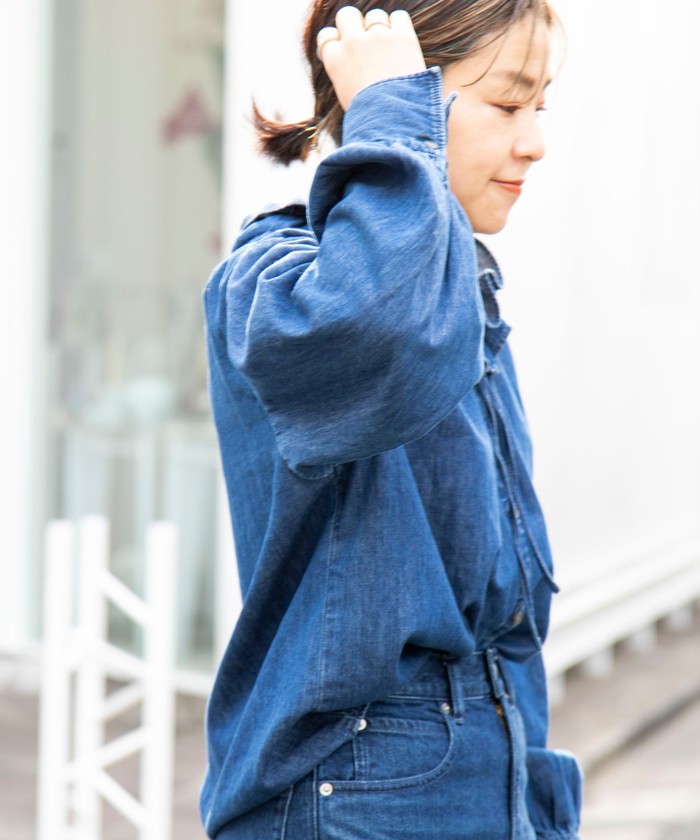 クーポン】【追加7回】【RM denim】フリルギャザーデニム