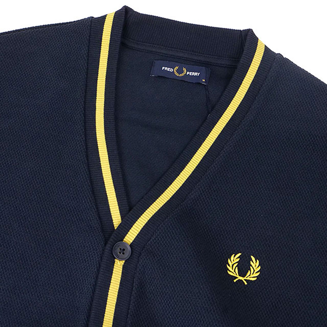 フレッドペリー FRED PERRY TIPPED PIQUE TEXTURE CARDIGAN NAVY フレッドペリー FRED PERRY TIPPED PIQUE TEXTURE CARDIGAN NAVY