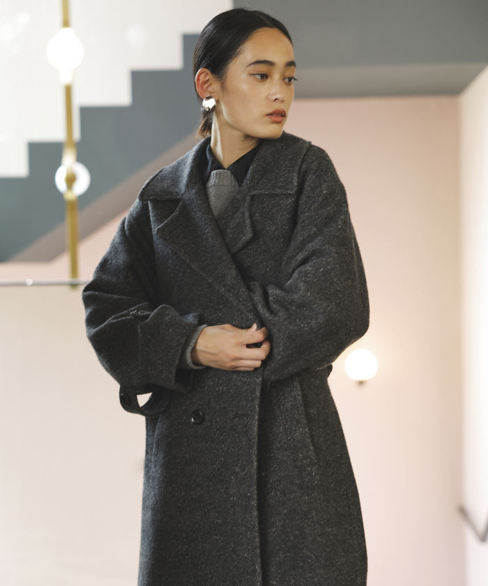 新品⭐︎VIS ビス 尾州毛混シャギーロングコート【選べる着丈】静電気防止 JAPAN FABRIC】尾州毛混シャギーロングコート【選べる着丈