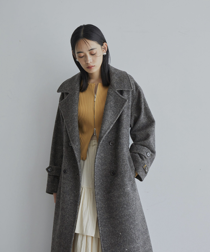 23区　シャギーロングコート　中古品 JAPAN FABRIC】尾州毛混シャギーロングコート【選べる着丈