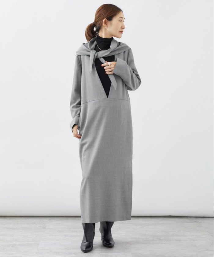 セール 30%OFF】クリアウールVネックワンピース(506903158