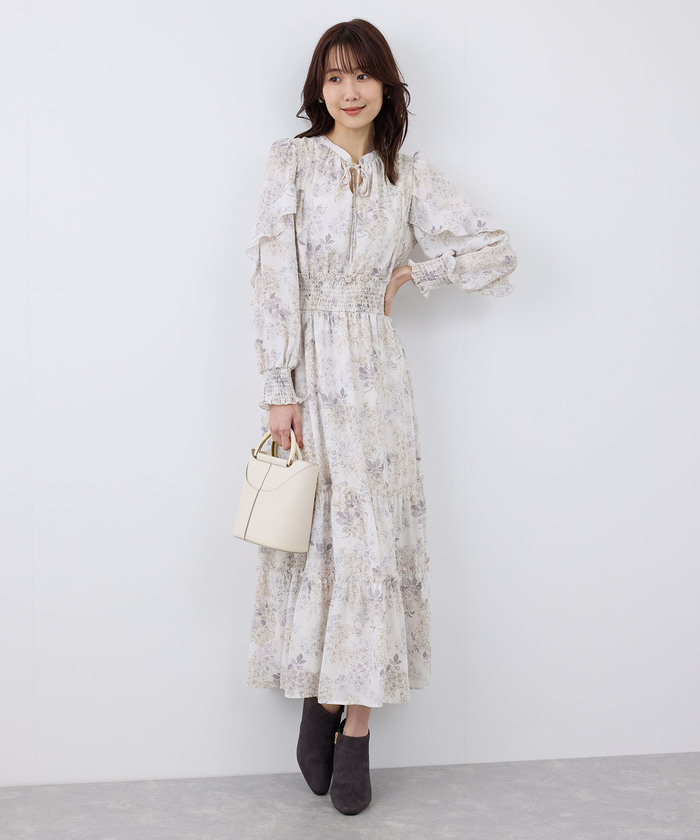 美品✨DOUBLE STANDARD ティアードロングワンピース ベージュ
