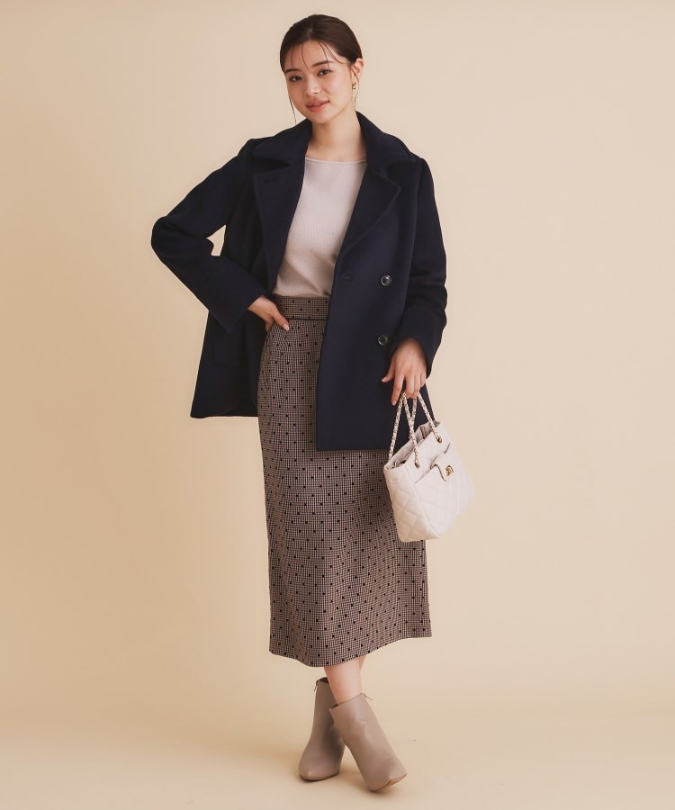 INDIVI カシミヤ混　ノーカラー ウールコート セール 30%OFF】インデックス index ウール混 ステンカラー