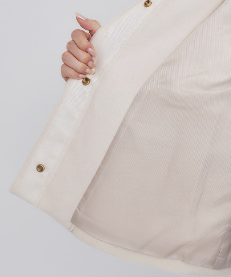 【美品】index ウールブレンドノーカラーショートコートグレーM セール50%OFF】インデックス index ウール混ノーカラーショート