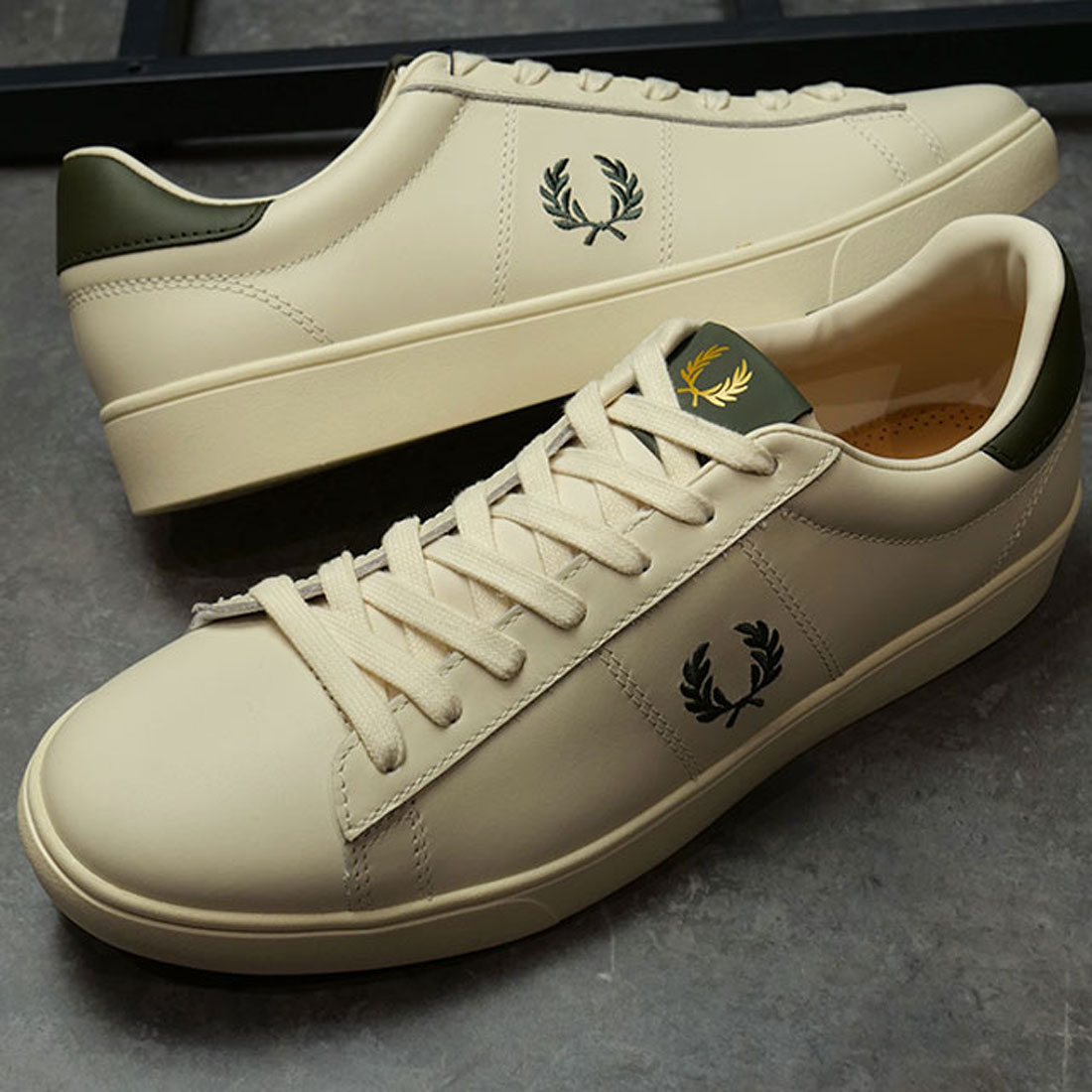 フレッドペリー FRED PERRY SPENCER LEATHER BLACK/NIGHT－GRN