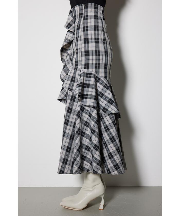 rienda チェックフリルスリットスコートショートパンツ チェックフリルスリットスコートショートパンツ(506911156