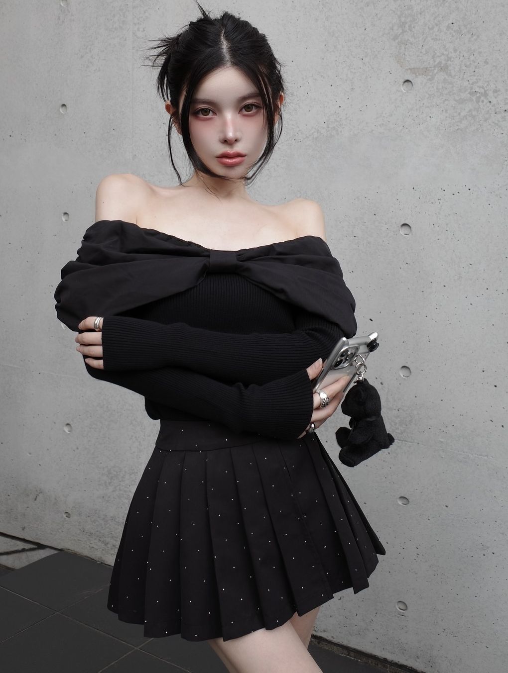 セール】ダーリッチ Darich オフショルリボンニットトップス