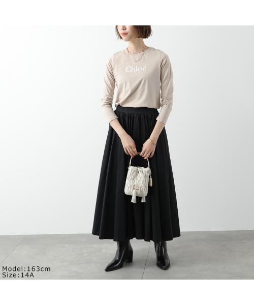 Chloe - Chloé シルクシフォン襟装飾Tシャツ&水色ミモレ丈フレア