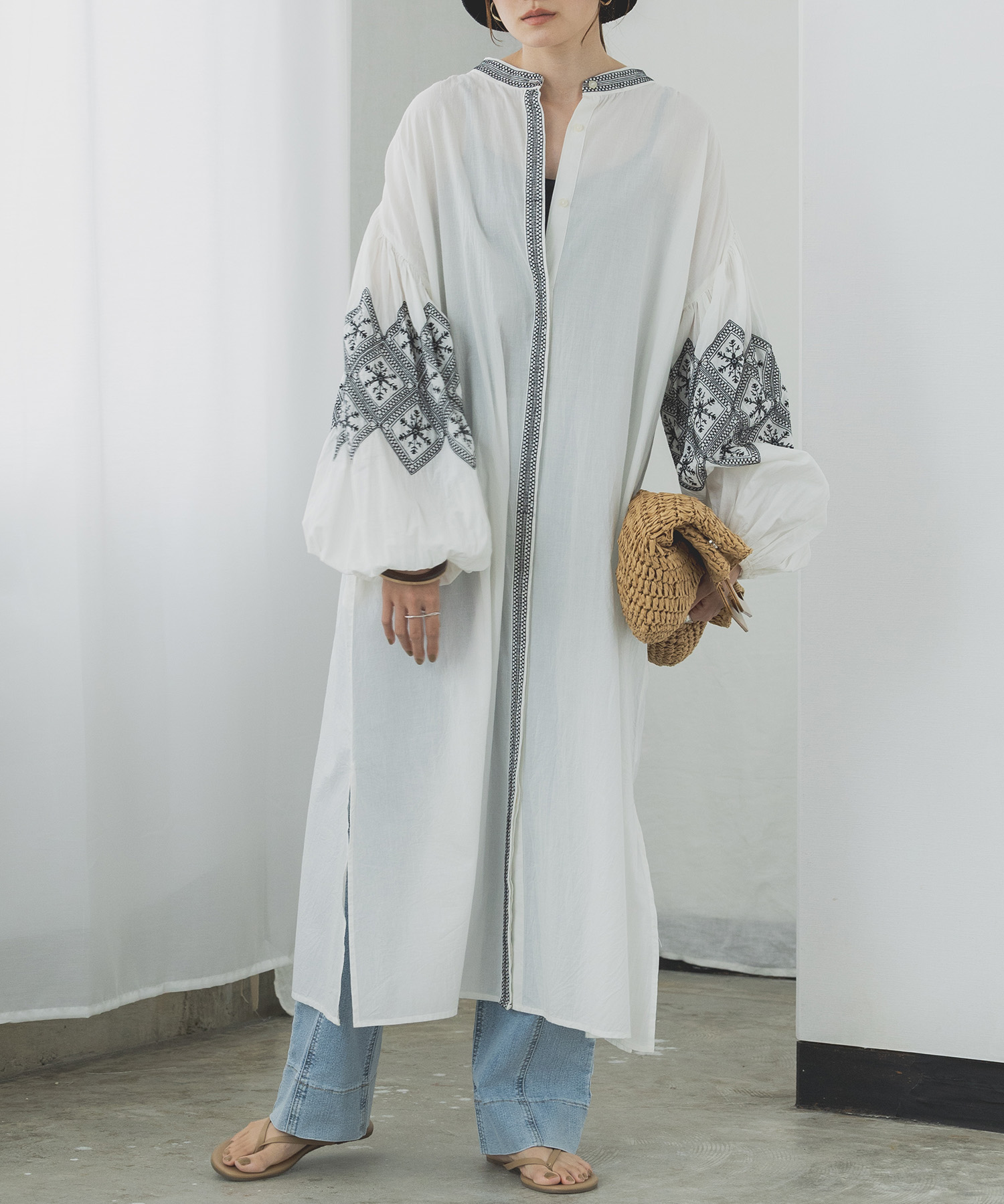 セール 50%OFF】ノイア Noia 刺繍ギャザーワンピース(506921938