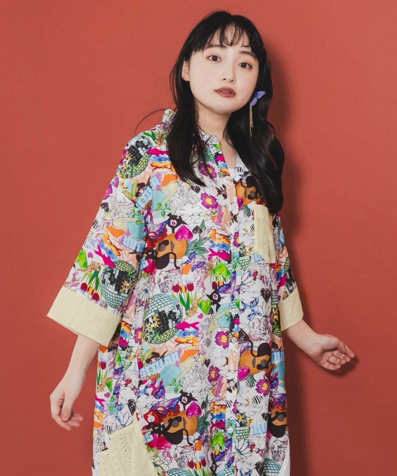 スカラー ScoLar 蝶レースチュール切替 紫陽花とバラ柄