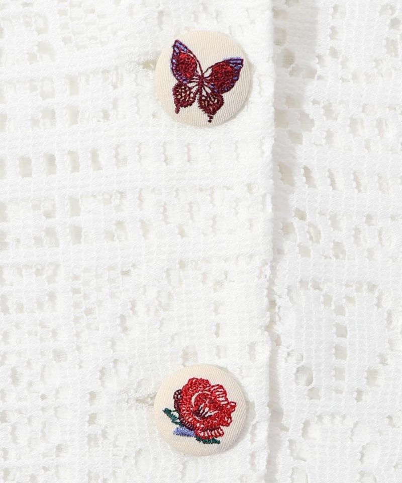 セール】スカラー ScoLar 花蝶刺繍くるみボタン ヴィンテージ風 セール】スカラー ScoLar 花蝶刺繍くるみボタン ヴィンテージ風