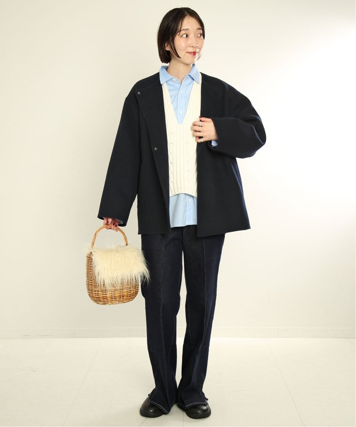 セール 30%OFF】souple woolダブルフェイスノーカラーコート セール 30%OFF】souple woolダブルフェイスノーカラーコート