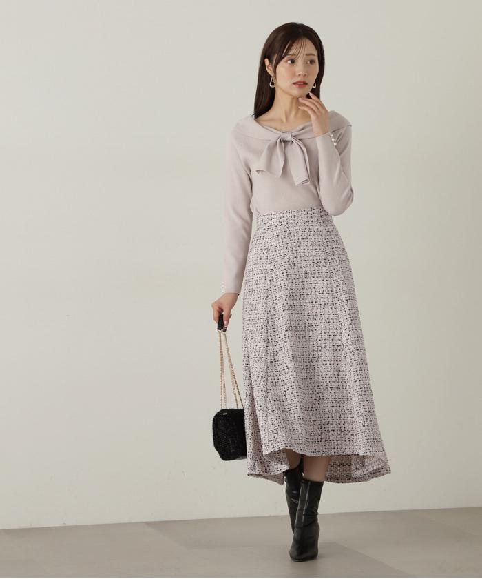 セール 10%OFF】ミックスツイードフレアスカート 24AW(506870399 セール 10%OFF】ミックスツイードフレアスカート 24AW(506870399