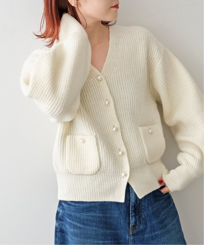 Spick and 濡らす Span パール畦ニット カーディガン