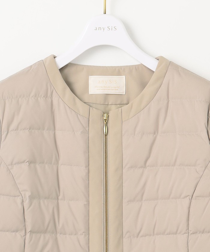 any SiS【撥水・洗える】2WAYノーカラーダウン ジャケット サイズ２ any SiS｜【撥水・洗える】2WAYノーカラーダウン ジャケット