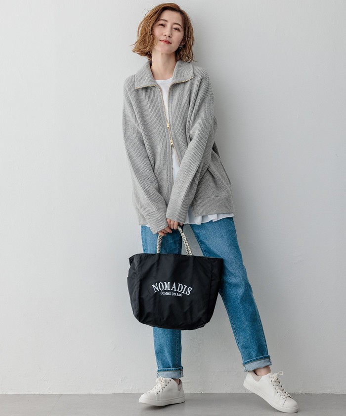 セール】【洗える】カシミヤブレンド ジップアップ ニット