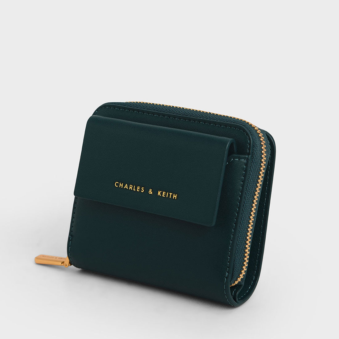 Charles&Keith☆ジップアラウンド ミニウォレット ジップアラウンド ミニウォレット - ブラック | CHARLES & KEITH