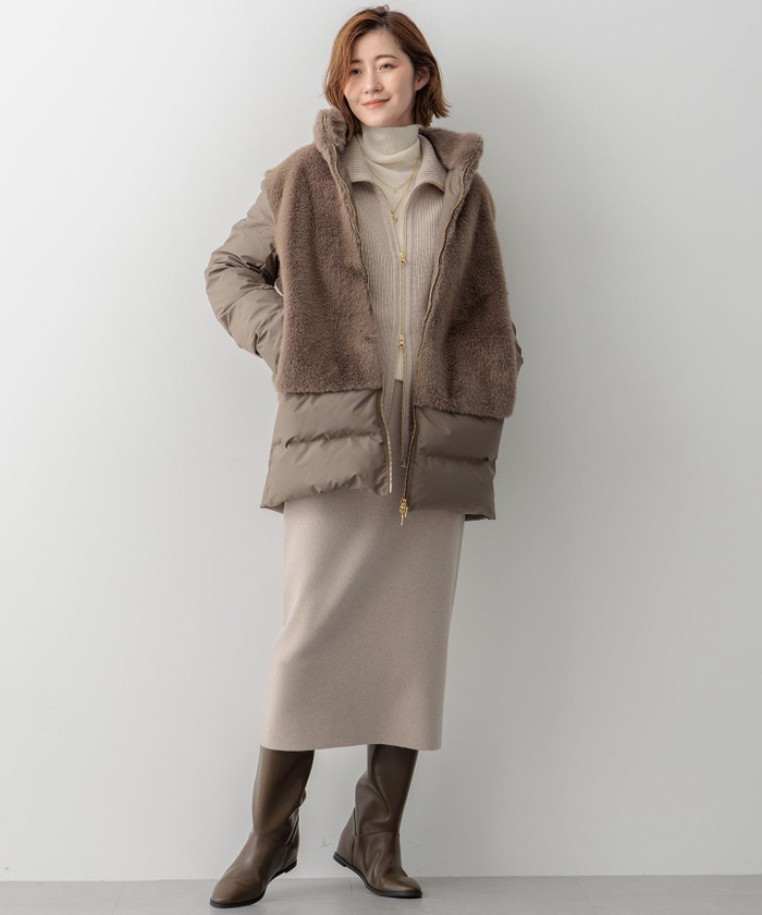 セール】【洗える】カシミヤブレンド ジップアップ ニット