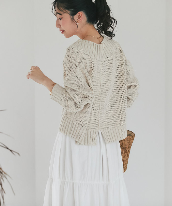 セール】【La boutique BonBon】Vネッククロップドニット