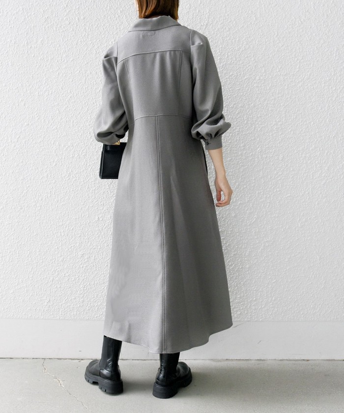 01969-4 SHIPS フラットカラーパフシャツワンピース ロングワンピ SHIPS any（シップス エニィ）の「SHIPS any: フラットカラー
