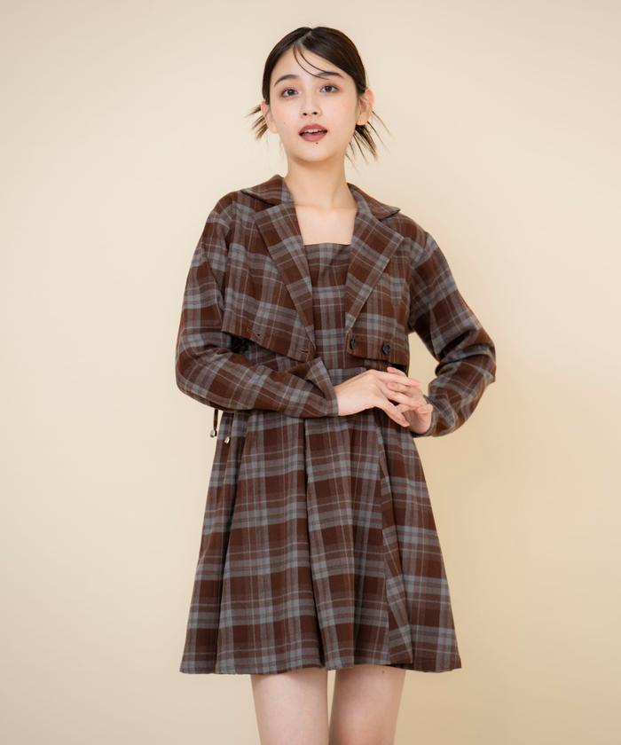 セール 50%OFF】チェックドロストミニワンピース(506959915