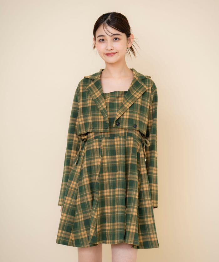 loose shadow check short jacket / ルーズシャドウチェック