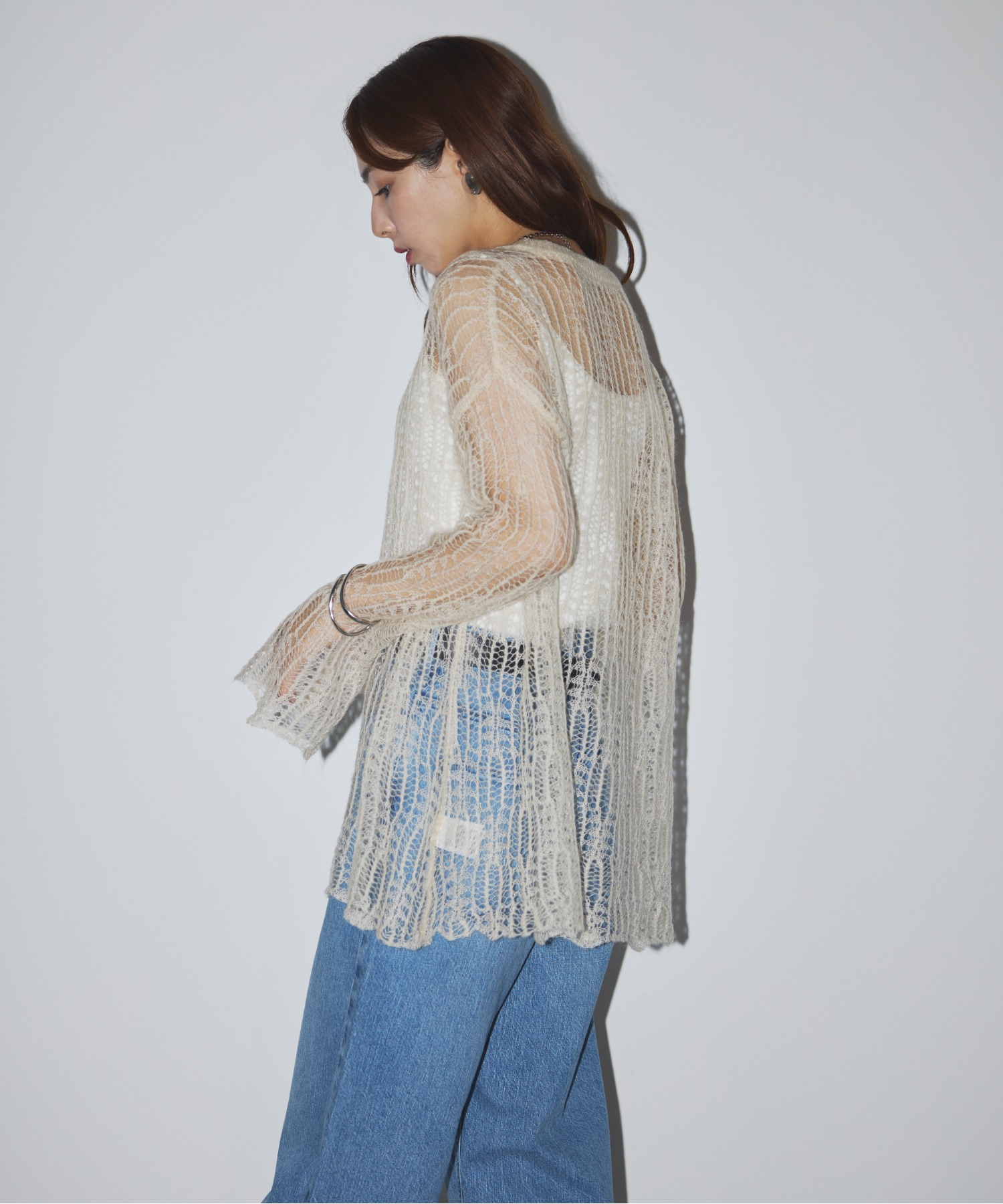 メゾンブリーズレヴール MAISON BREEZE reveur モヘア混 ニット 透かし編み チュニック プルオーバー 長袖 31943C333 （ セール】メゾンブリーズレヴール MAISON BREEZE reveur モヘア混