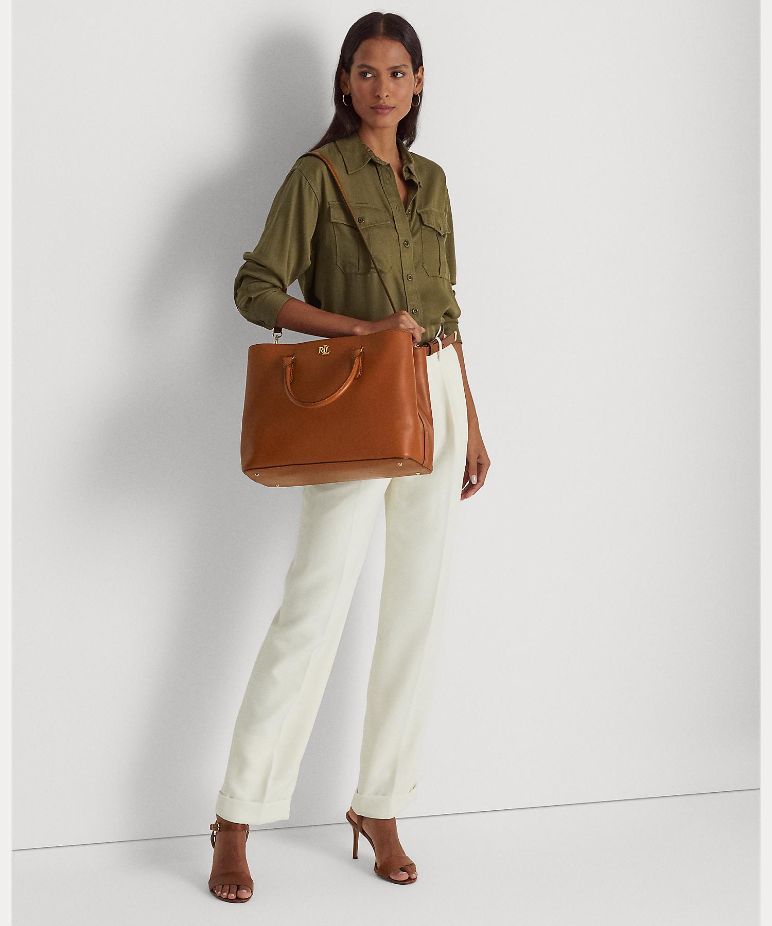 LRLロゴが上品【Ralph Lauren】レザー ラージ Marcy サッチェル