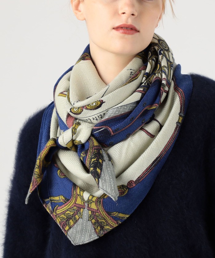 Margaret Howell MHL シルクスカーフ 大判 ヴィンテージ SILK COLLAGE PRINT SCARF | MARGARET HOWELL（マーガレット