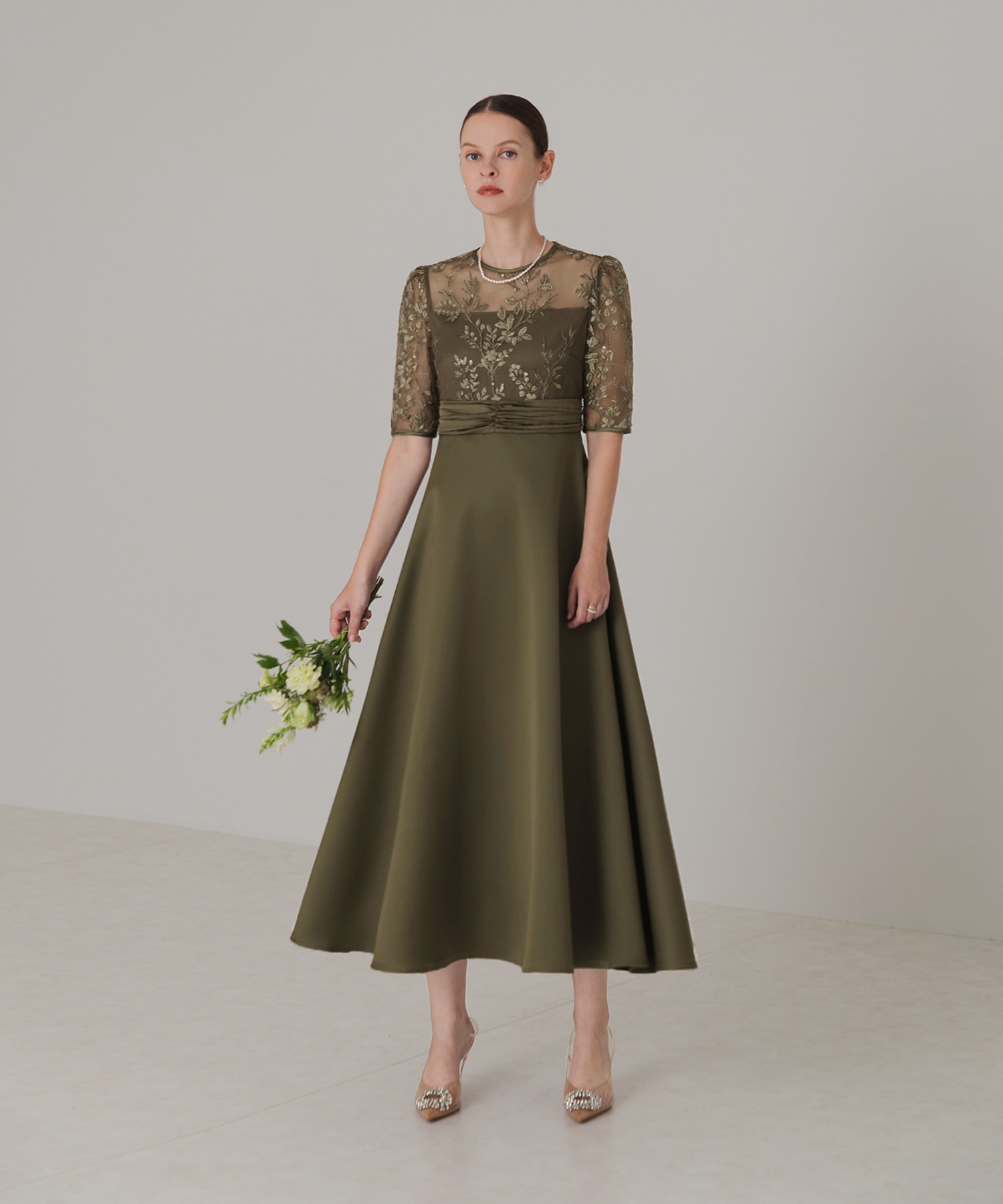 Leja （レジャ）ワンピース　パフスリーブ　結婚式オケージョンドレス レジャ Leja 2WAYオフショルダーパフスリーブバリエマーメイド