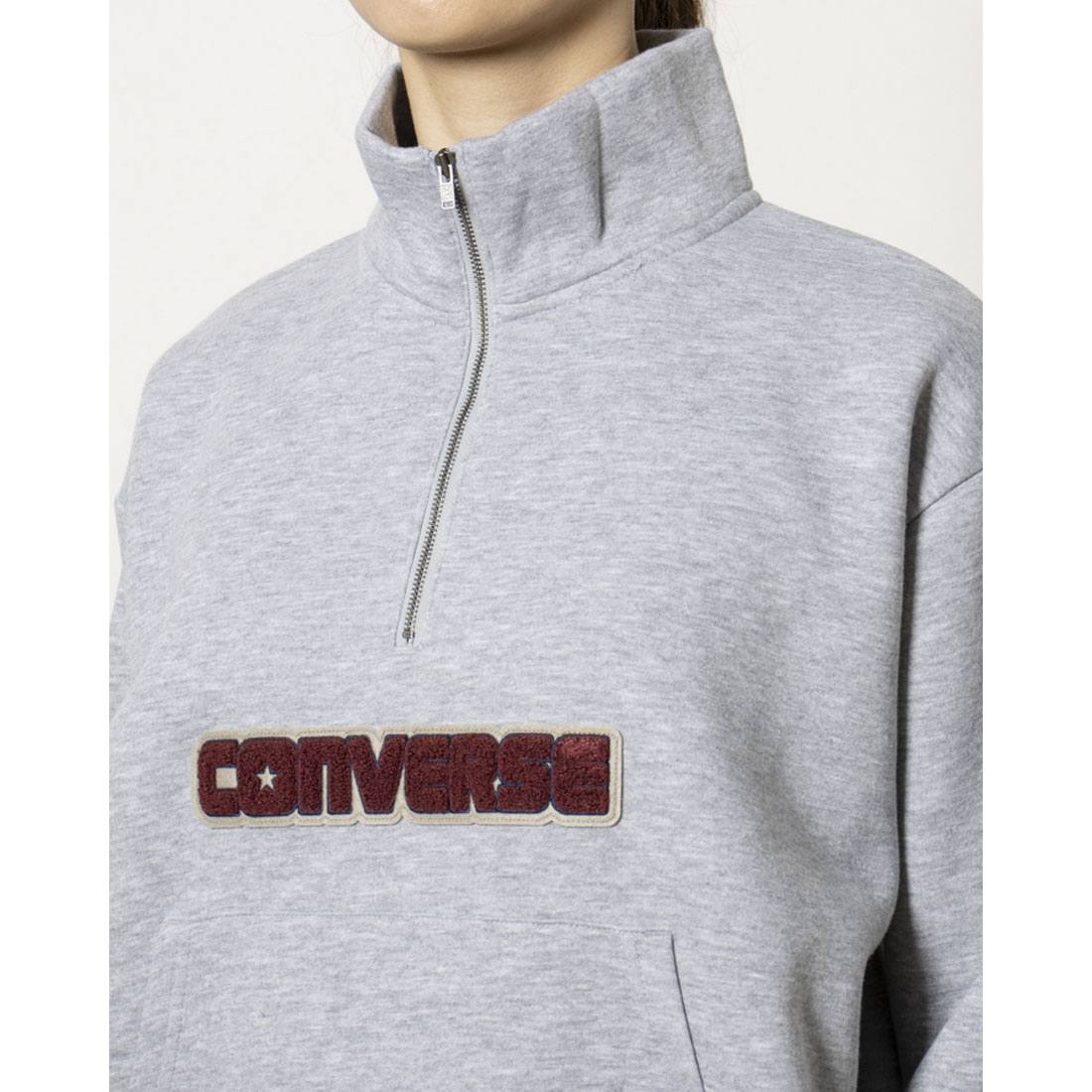 コンバース CONVERSE レディース スウェットトレーナー シェニール スウェット ハーフジップ_ 45200061 （TOP GREY） コンバース CONVERSE レディース スウェットトレーナー