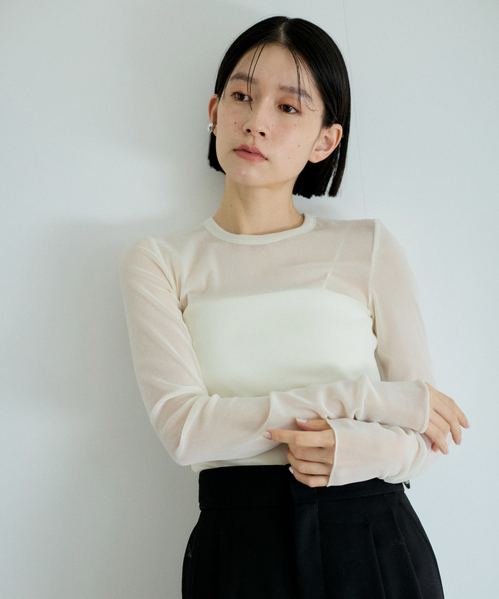 【洗える】クルーネックフロッキープリントプルオーバー 洗える】クルーネックフロッキープリントプルオーバー（Tシャツ